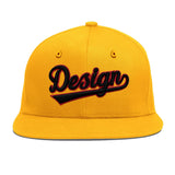 Custom Yellow Black 3D Puff Embroidery Flat Embroidery Casual Sport Baseball Cap