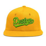 Custom Yellow Black 3D Puff Embroidery Flat Embroidery Casual Sport Baseball Cap