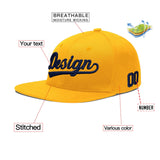 Custom Yellow Black 3D Puff Embroidery Flat Embroidery Casual Sport Baseball Cap