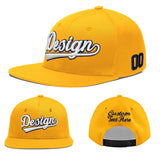 Custom Yellow Navy-White 3D Puff Embroidery Flat Embroidery Casual Sport Baseball Cap