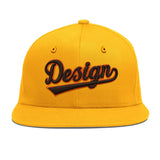 Custom Yellow Navy-White 3D Puff Embroidery Flat Embroidery Casual Sport Baseball Cap