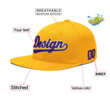 Custom Yellow Navy-White 3D Puff Embroidery Flat Embroidery Casual Sport Baseball Cap