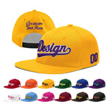Custom Yellow Navy-White 3D Puff Embroidery Flat Embroidery Casual Sport Baseball Cap
