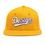 Custom Yellow Navy-White 3D Puff Embroidery Flat Embroidery Casual Sport Baseball Cap