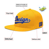 Custom Yellow Navy-White 3D Puff Embroidery Flat Embroidery Casual Sport Baseball Cap