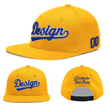 Custom Yellow Navy-White 3D Puff Embroidery Flat Embroidery Casual Sport Baseball Cap