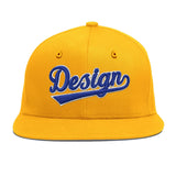 Custom Yellow Navy-White 3D Puff Embroidery Flat Embroidery Casual Sport Baseball Cap