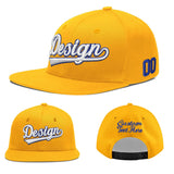 Custom Yellow Navy-White 3D Puff Embroidery Flat Embroidery Casual Sport Baseball Cap