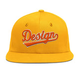 Custom Yellow Navy-White 3D Puff Embroidery Flat Embroidery Casual Sport Baseball Cap