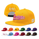 Custom Yellow Navy-White 3D Puff Embroidery Flat Embroidery Casual Sport Baseball Cap
