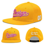 Custom Yellow Navy-White 3D Puff Embroidery Flat Embroidery Casual Sport Baseball Cap