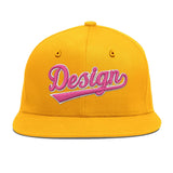 Custom Yellow Navy-White 3D Puff Embroidery Flat Embroidery Casual Sport Baseball Cap