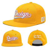 Custom Yellow Navy-White 3D Puff Embroidery Flat Embroidery Casual Sport Baseball Cap