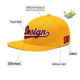 Custom Yellow Navy-White 3D Puff Embroidery Flat Embroidery Casual Sport Baseball Cap