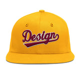Custom Yellow Navy-White 3D Puff Embroidery Flat Embroidery Casual Sport Baseball Cap