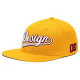 Custom Yellow Navy-White 3D Puff Embroidery Flat Embroidery Casual Sport Baseball Cap