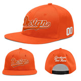Custom Orange-White 3D Puff Embroidery Flat Embroidery Casual Sport Baseball Cap