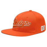 Custom Orange-White 3D Puff Embroidery Flat Embroidery Casual Sport Baseball Cap