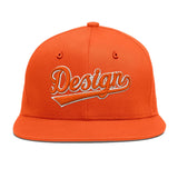 Custom Orange-White 3D Puff Embroidery Flat Embroidery Casual Sport Baseball Cap