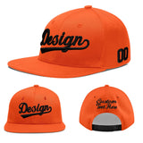 Custom Orange-White 3D Puff Embroidery Flat Embroidery Casual Sport Baseball Cap