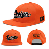 Custom Orange-White 3D Puff Embroidery Flat Embroidery Casual Sport Baseball Cap