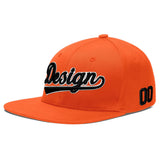 Custom Orange-White 3D Puff Embroidery Flat Embroidery Casual Sport Baseball Cap