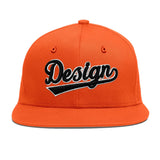 Custom Orange-White 3D Puff Embroidery Flat Embroidery Casual Sport Baseball Cap