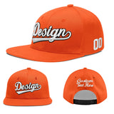 Custom Orange-White 3D Puff Embroidery Flat Embroidery Casual Sport Baseball Cap