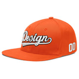 Custom Orange-White 3D Puff Embroidery Flat Embroidery Casual Sport Baseball Cap