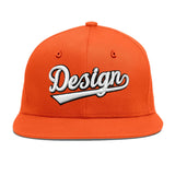 Custom Orange-White 3D Puff Embroidery Flat Embroidery Casual Sport Baseball Cap