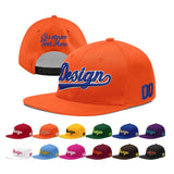 Custom Orange-White 3D Puff Embroidery Flat Embroidery Casual Sport Baseball Cap