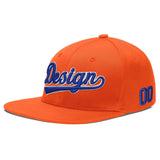 Custom Orange-White 3D Puff Embroidery Flat Embroidery Casual Sport Baseball Cap