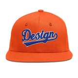 Custom Orange-White 3D Puff Embroidery Flat Embroidery Casual Sport Baseball Cap