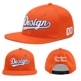 Custom Orange-White 3D Puff Embroidery Flat Embroidery Casual Sport Baseball Cap