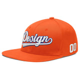Custom Orange-White 3D Puff Embroidery Flat Embroidery Casual Sport Baseball Cap
