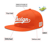 Custom Orange-White 3D Puff Embroidery Flat Embroidery Casual Sport Baseball Cap