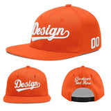 Custom Orange-White 3D Puff Embroidery Flat Embroidery Casual Sport Baseball Cap
