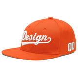 Custom Orange-White 3D Puff Embroidery Flat Embroidery Casual Sport Baseball Cap
