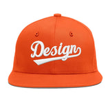 Custom Orange-White 3D Puff Embroidery Flat Embroidery Casual Sport Baseball Cap