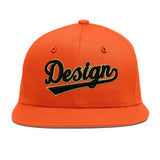 Custom Orange-White 3D Puff Embroidery Flat Embroidery Casual Sport Baseball Cap