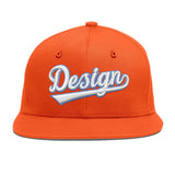 Custom Orange-White 3D Puff Embroidery Flat Embroidery Casual Sport Baseball Cap