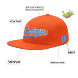 Custom Orange-White 3D Puff Embroidery Flat Embroidery Casual Sport Baseball Cap