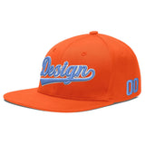Custom Orange-White 3D Puff Embroidery Flat Embroidery Casual Sport Baseball Cap