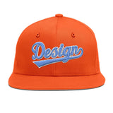 Custom Orange-White 3D Puff Embroidery Flat Embroidery Casual Sport Baseball Cap