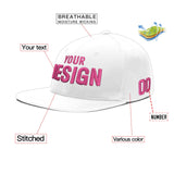 Custom White Pink 3D Puff Embroidery Flat Embroidery Casual Sport Baseball Cap