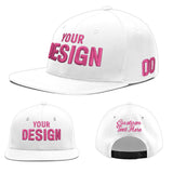 Custom White Pink 3D Puff Embroidery Flat Embroidery Casual Sport Baseball Cap