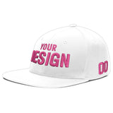 Custom White Pink 3D Puff Embroidery Flat Embroidery Casual Sport Baseball Cap