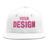 Custom White Pink 3D Puff Embroidery Flat Embroidery Casual Sport Baseball Cap