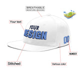 Custom White Light Blue-Navy 3D Puff Embroidery Flat Embroidery Casual Sport Baseball Cap