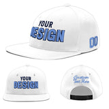 Custom White Light Blue-Navy 3D Puff Embroidery Flat Embroidery Casual Sport Baseball Cap